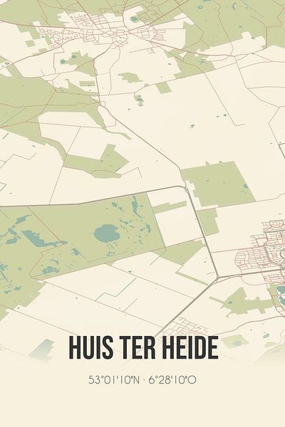 Carte ancienne de Huis ter Heide (Drenthe) par Affiches de lieux