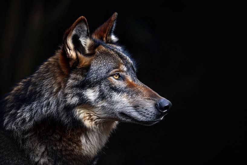 Intense Gaze of a Wolf in Darkness by Art & Soul Creations