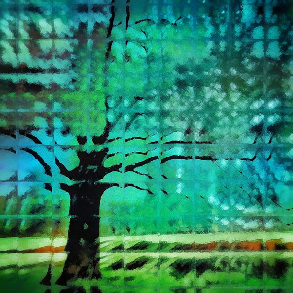 Baum im Mondrian-Stil von Ruben van Gogh - smartphoneart