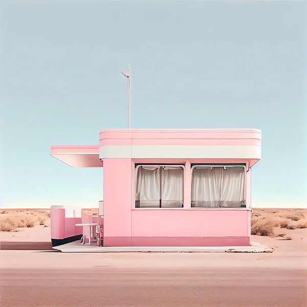 Verlassenes rosa Restaurant im Sommer von Maarten Knops