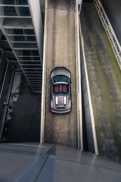 Audi R8 V10 in a Stylish Parking Garage with Soft Lighting by Sebastiaan van 't Hoog