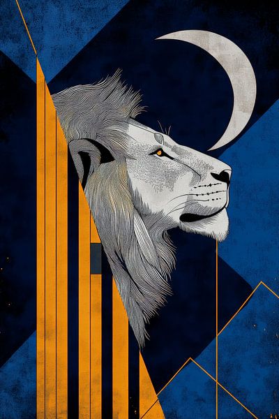Löwenkopf mit geometrischen Formen von Poster Art Shop
