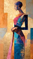 Graceful lady portrait abstract modern