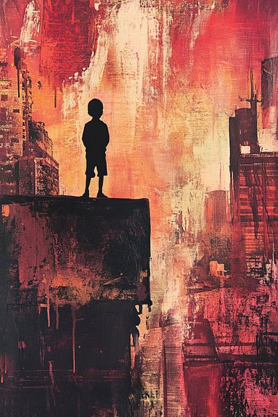Horizon Enfant | Enfant Vue sur la ville par Peintures accrocheuses