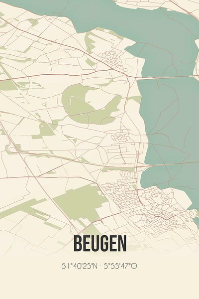 Vieille carte de Beugen (Brabant du Nord) par Affiches de lieux