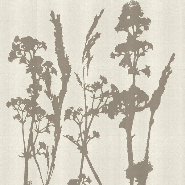 Neutraal botanisch in taupe en wit van Dina Dankers