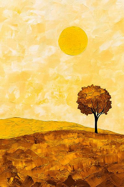 Sonnenbeschienener Baum und Landschaft von Art & Soul Creations