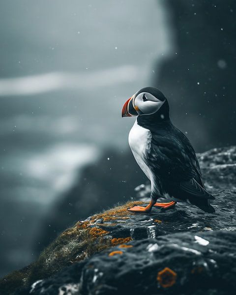 Puffins in winter by fernlichtsicht