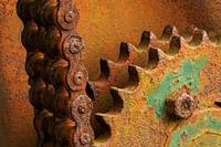 Rusted gears with chains