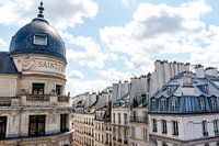 View of the Parisian rooftops and a dome in the center of Paris, near the Louvre. France, Europe