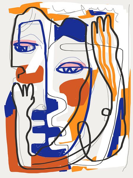 Abstracte lijnkunst Romantiek van Little Dean