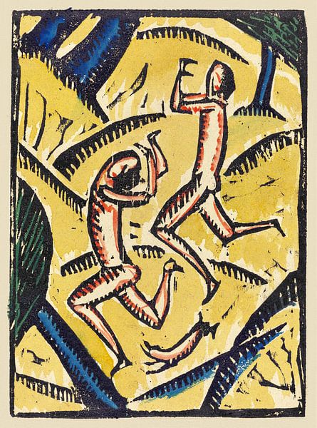 Zwei nackte Tänzerinnen in einer Landschaft, Max Zachmann, 1913 von Atelier Liesjes