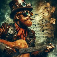 L'homme joue de la guitare