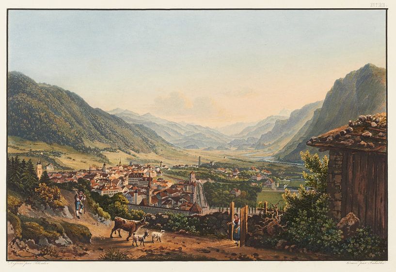View of the city of Chur and its surroundings, Johann Ludwig Bleuler by Masterful Masters