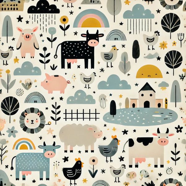 animaux de ferme par Little Swans Studio