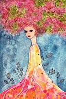 Lady mit pink-grünem Haar