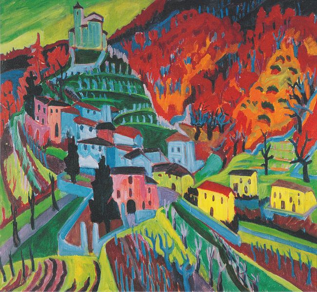 Hermann Scherer, Mendrisiotto with church of Obino, 1926 by Atelier Liesjes