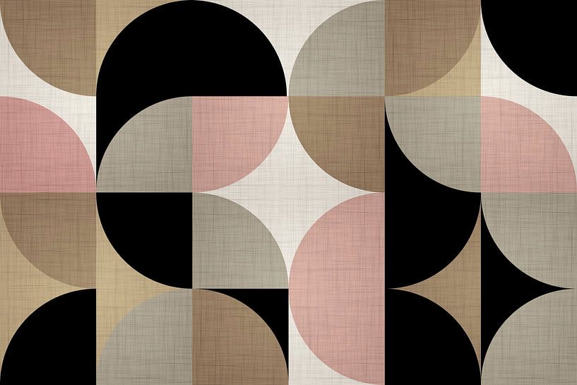 Mid-Century Bauhaus Geometrie, modern und abstrakt sanfte Farben von Mad Dog Art