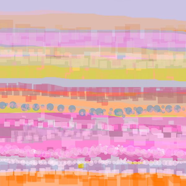 geometrische Landschaft mit Rechtecken und Kreisen 333 von Claudia Gründler