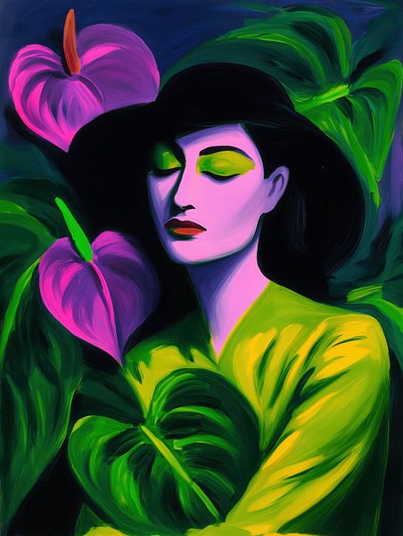 Die Liebhaberin | Frau mit Anthurien von Frank Daske | Foto & Design