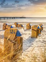 Strandkörbe an der Ostsee am Strand von Scharbeutz.