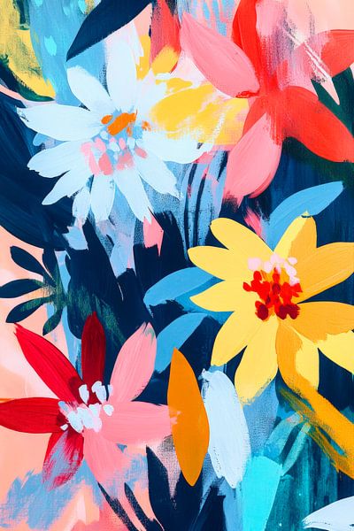 Bunte Blumenpracht auf Sanftem Grund von Poster Art Shop