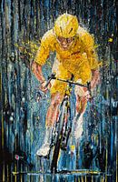 Wielrenner, Tour de France, demarrage, gele trui, ronde van Frankrijk