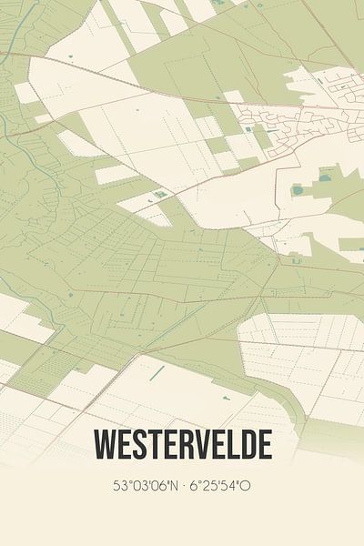 Vieille carte de Westervelde (Drenthe) par Affiches de lieux