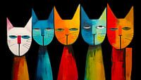 Cats colourful portrait abstract panorama