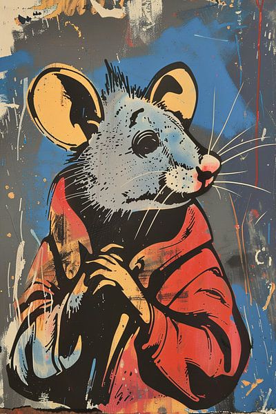 Mouse with Red Coat in Street Art Style by Imperial Art House