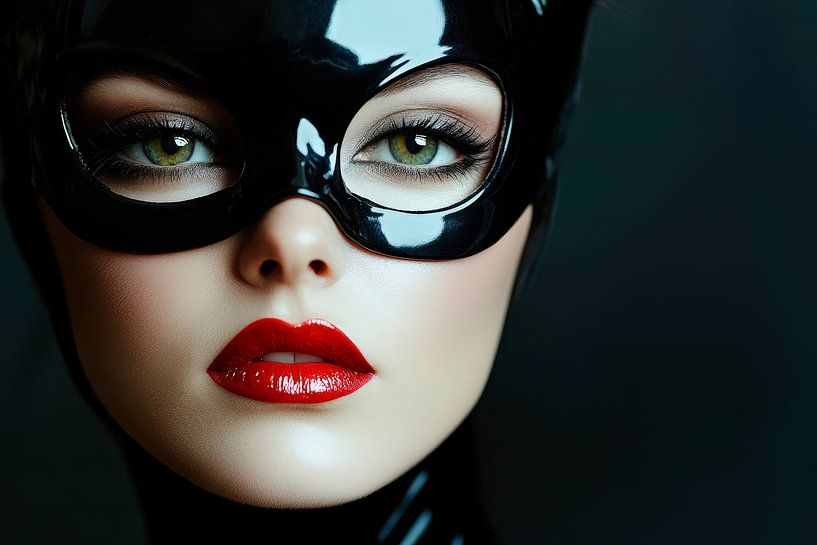 Masked beauty with red lipstick by Poster Art Shop