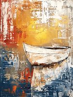 Bateau blanc abstrait, acrylique