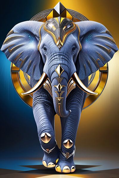 Tableau d'éléphants Art déco par Art & Soul Creations