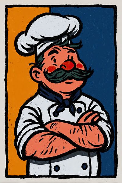 Kok met snor | Proud Chef with Mustache van OMG Art