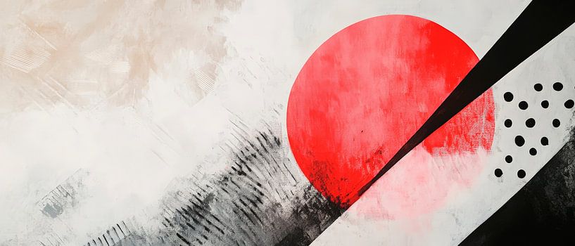 Composition abstraite avec cercle rouge par Poster Art Shop