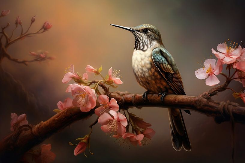 Kolibri | Erdbraun von Blickfänger Gemälde