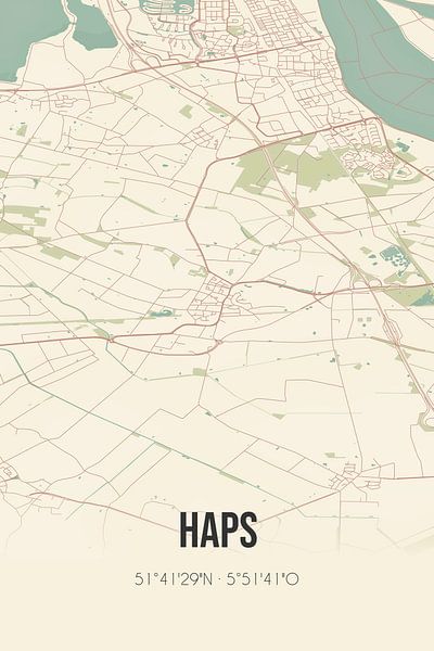 Vieille carte de Haps (Brabant du Nord) par Affiches de lieux