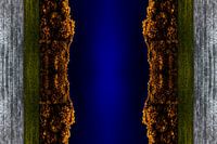 Abstracte luchtfoto van een rivier midden in een bos tijdens de herfst