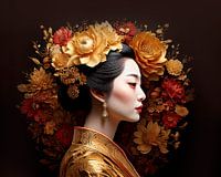 Frau mit goldenen Blumen