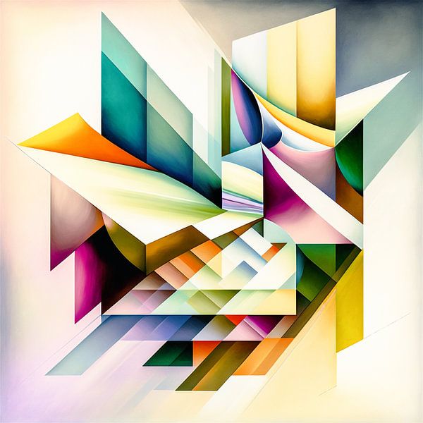 Abstract geometric shapes in pastel colours, gradient planes by Roger VDB