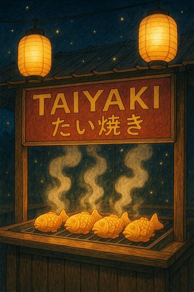 Anime Style Taiyaki Poster - Japanische Street Food Wandkunst von Travel Shop