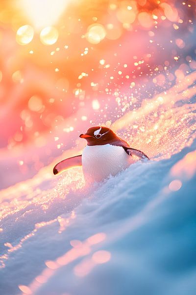 Pinguin im Sonnenuntergangsplausch von Poster Art Shop