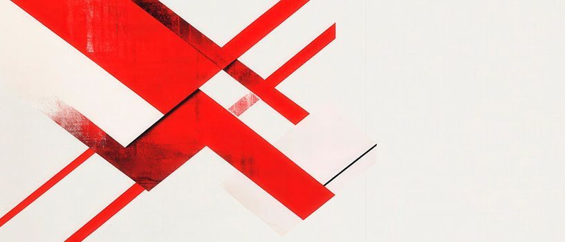 Abstrakte rote Linienkomposition von Poster Art Shop