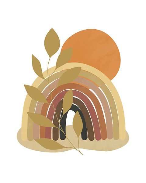 Minimalistische Landschaft mit Regenbogen von Tanja Udelhofen