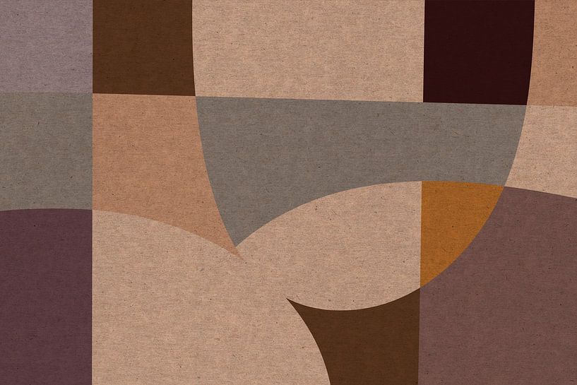 Gele, roze en bruine organische vormen. Moderne abstracte retro geometrische kunst in warme pastelkl van Dina Dankers