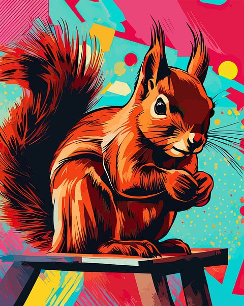 Squirrel Charisma - Pop Art Red Squirrel in Color by SOTA ArtSign