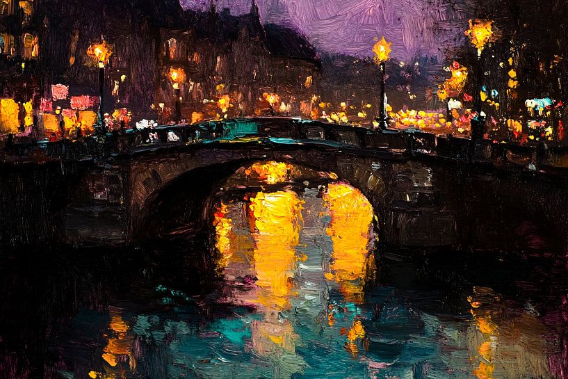 Betoverende brug bij nacht van Art & Soul Creations
