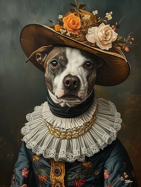chien en robe victorienne par Gelissen Artworks