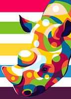 Neushoornportret in Pop Art stijl