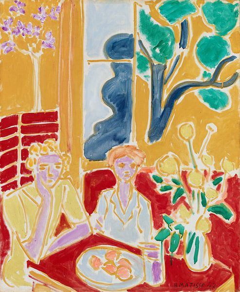 Henri Matisse. Two girls against yellow and red background by 1000 Schilderijen
